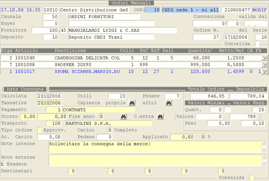 Manutenzione/Cancellazione: Convalida definitiva
