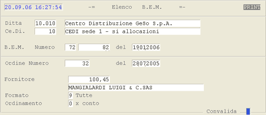 Selezioni per la stampa dell'Elenco B.E.M.