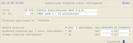 Piano di Lavoro: Planning Settimanale