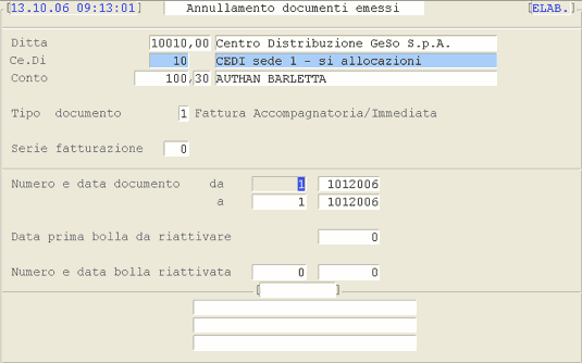 Annulla Emissione Documenti