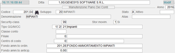 Immobilizzazione materiale