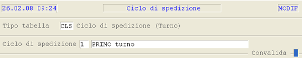 Tabella Ciclo di Spedizione