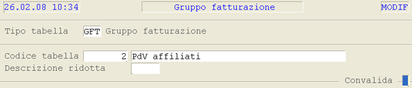Tabella Gruppo Fatturazione