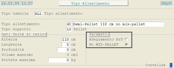 Tabella Tipo Allestimento