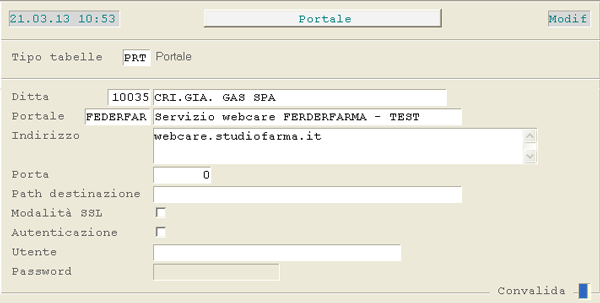 Tabella Portale