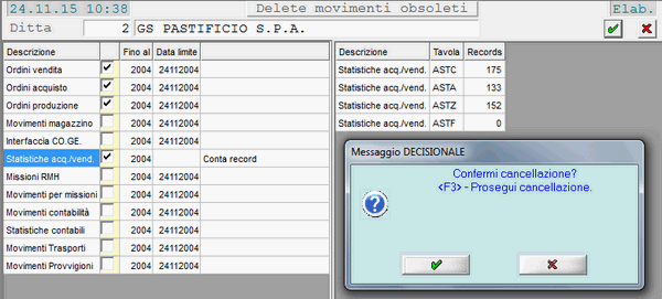 Delete Movimenti Obsoleti