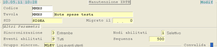 Manutenzione XRTB - Tavola MMNS