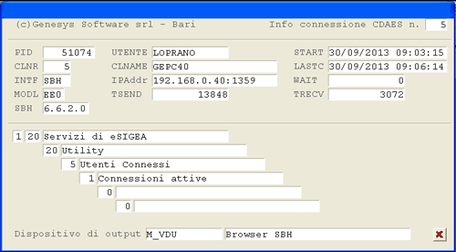 Connessioni attive: visualizzazione dettaglio