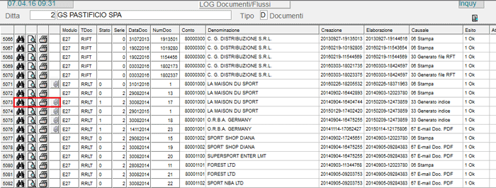 Inquiry Log DMI: visualizzazione Documenti