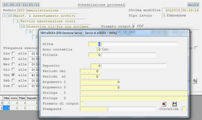 Disattiva Clienti/Fornitori non movimentati: impostazione parametri schedulazione