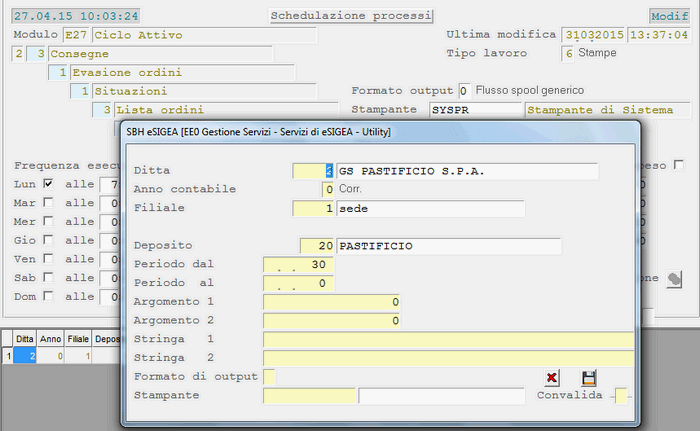 Schedulazione Processi: Lista Ordini