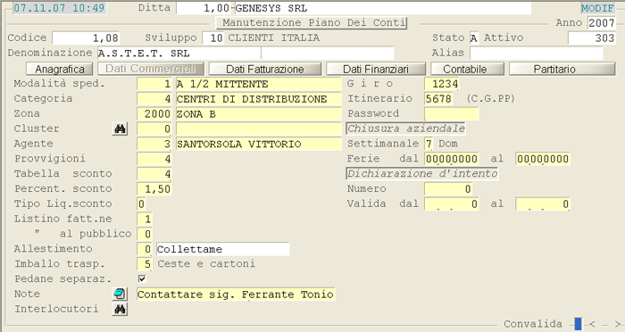 Clienti: Dati del Rapporto Commerciale