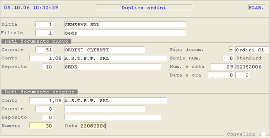 Duplica Ordini